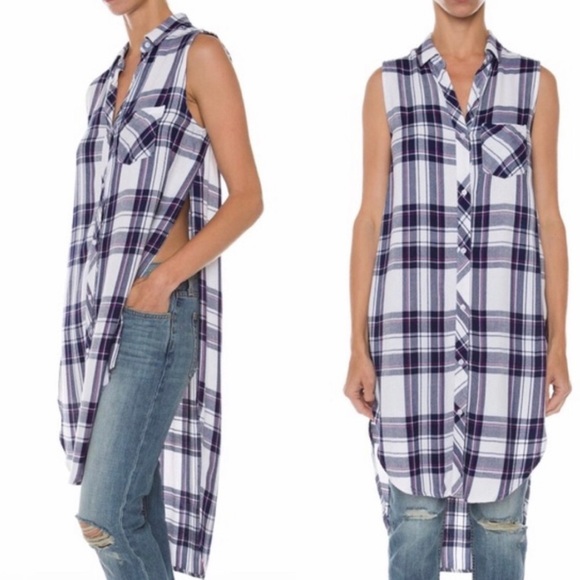 Rails Plaid Long Tunic Button Down - Picture 2 of 5